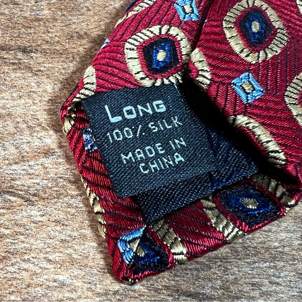Jos A Bank - Executive American Traditions Red/Gold/Blue 100% Silk Tie - Picture 3 of 8